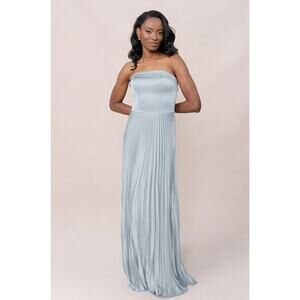 Revelry Strapless Pleated Maxi Dress in Light Blue